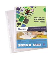 Punched pockets, A4, 80 micron, clear, VICTORIA OFFICE
